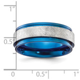 Chisel Titanium Polished with Brushed Center Blue IP-plated 8mm Band - TB-5BCD3E1F-3887