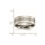 Chisel Titanium Polished with Sterling Silver Inlay Celtic Knot 8mm Flat Band - TB-77022071-7849