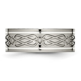 Chisel Titanium Polished with Sterling Silver Inlay Celtic Knot 8mm Flat Band - TB-D95F42C9-1461