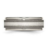 Chisel Titanium Polished with Sterling Silver Inlay Stone Finish Center Grooved Band - TB-A03DDAF8-1952