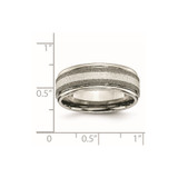 Chisel Titanium Polished with Sterling Silver Inlay Stone Finish Center Grooved Band - TB-BB971F0F-5241