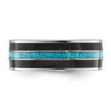 Chisel Titanium Polished with Turquoise and Black Star Sandstone Inlay 8mm Band - TB-41CD8BF0-6053