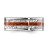 Chisel Titanium Polished with Wood and Imitation Meteorite Inlay 8mm Band - TB-7CC7744A-8793
