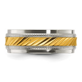 Chisel Titanium Polished with Yellow IP-plated Center 8.00mm Band - TB-4062FFBB-7701