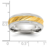 Chisel Titanium Polished with Yellow IP-plated Grooved Center 8mm Band - TB-26D6F9B4-6873
