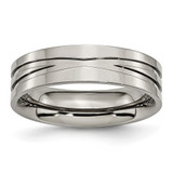 Chisel Titanium Polished X-Design 6mm Grooved Flat Band - TB-A17063EC-1761