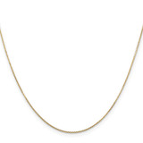 14K 24 inch .8mm Diamond-cut Round Open Link Cable with Lobster Clasp Chain