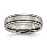 Chisel Titanium Satin and Polished 6mm Grooved Edge Band - TB-65354322-1830