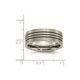 Chisel Titanium Satin and Polished Black Enamel Striped 8mm Flat Band - TB-F926C60B-9846