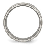 Chisel Titanium Satin Center Black Enamel 8mm Ridged Edge Band - TB-454CC7C8-9642