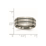Chisel Titanium Satin Center Black Enamel 8mm Ridged Edge Band - TB-94577704-2613
