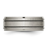 Chisel Titanium Satin Center Black Enamel 8mm Ridged Edge Band - TB-FA077DD0-1118