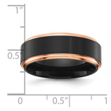 Chisel Titanium with Brushed Center Black and Rose IP-plated 8mm Band - TB-C37069B9-2184