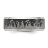 Chisel Titanium with Brushed Center Laser Design Mountains 8mm Band - TB-102F59C6-9906