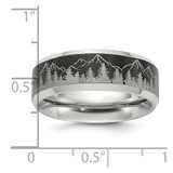 Chisel Titanium with Brushed Center Laser Design Mountains 8mm Band - TB-1731B46F-9898