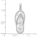 De-Ani Sterling Silver Rhodium-Plated 3D Cut-Out Turtles Flip-flop Pendant