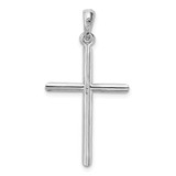 De-Ani Sterling Silver Rhodium-Plated 3D Cylinder with Beveled Ends Cross Pendant