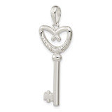 De-Ani Sterling Silver Rhodium-Plated 3D Key to My Heart Pretzel Top Key Pendant