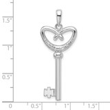 De-Ani Sterling Silver Rhodium-Plated 3D Key to My Heart Pretzel Top Key Pendant