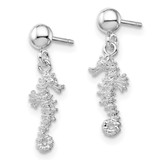De-Ani Sterling Silver Rhodium-Plated 3D Mini Seahorse Dangle Post Earrings
