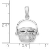 De-Ani Sterling Silver Rhodium-Plated 3D Moveable Large Nantucket Basket Pendant