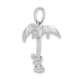 De-Ani Sterling Silver Rhodium-Plated 3D Palm Tree with Moving Climber Pendant