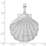 De-Ani Sterling Silver Rhodium-Plated Diamond-Cut Large Scallop Shell Pendant