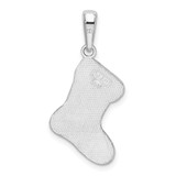 De-Ani Sterling Silver Rhodium-Plated Enameled HO HO HO Stocking Pendant