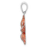 De-Ani Sterling Silver Rhodium-Plated Enameled Orange Starfish Pendant - QC-7A29F906-7293