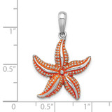 De-Ani Sterling Silver Rhodium-Plated Enameled Orange Starfish Pendant - QC-7A29F906-7293