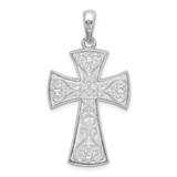 De-Ani Sterling Silver Rhodium-Plated Fancy Heart Design Cross Pendant