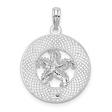 De-Ani Sterling Silver Rhodium-Plated Fort Myers Beach Florida Circle with Starfish Pendant