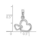 De-Ani Sterling Silver Rhodium-plated Intertwined Double Hearts Pendant