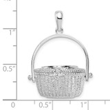 De-Ani Sterling Silver Rhodium-Plated Moveable 3D Nantucket Basket Pendant - QC-DAB884FB-4305