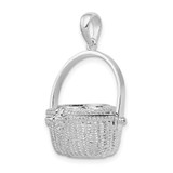 De-Ani Sterling Silver Rhodium-Plated Moveable 3D Nantucket Basket Pendant - QC-DAB884FB-4305