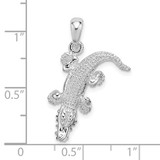 De-Ani Sterling Silver Rhodium-Plated Polished 3D Alligator Pendant