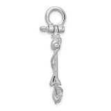 De-Ani Sterling Silver Rhodium-Plated Polished 3D Anchor with Rope Pendant - QC-984B36C7-6599