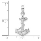 De-Ani Sterling Silver Rhodium-Plated Polished 3D Anchor with Rope Pendant - QC-EB830276-1262