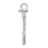 De-Ani Sterling Silver Rhodium-Plated Polished 3D Anchor with Rope Pendant - QC-FD34BBAD-3825