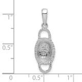 De-Ani Sterling Silver Rhodium-Plated Polished 3D Double Handle Basket Pendant