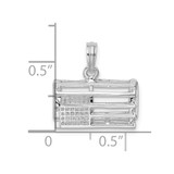 De-Ani Sterling Silver Rhodium-Plated Polished 3D Empty Lobster Trap Pendant