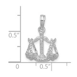 De-Ani Sterling Silver Rhodium-Plated Polished 3D Libra Zodiac Pendant