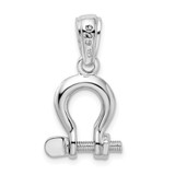 De-Ani Sterling Silver Rhodium-Plated Polished 3D Medium Shackle Link Pendant