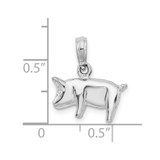 De-Ani Sterling Silver Rhodium-Plated Polished 3D Pig Pendant