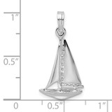 De-Ani Sterling Silver Rhodium-Plated Polished 3D Sailboat Pendant - QC-2EC7172C-6960