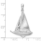 De-Ani Sterling Silver Rhodium-Plated Polished 3D Sailboat Pendant - QC-45A3D47A-6721