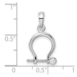 De-Ani Sterling Silver Rhodium-Plated Polished 3D Small Shackle Link Pendant