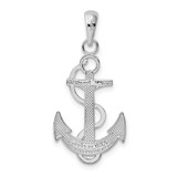 De-Ani Sterling Silver Rhodium-Plated Polished Anchor with Rope Pendant - QC-3121EDFA-4767
