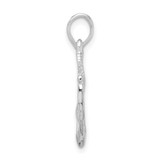 De-Ani Sterling Silver Rhodium-Plated Polished and Textured 3D Anchor with Rope Pendant - QC-F067AD4B-9077