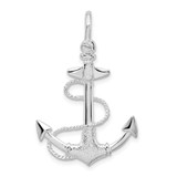 De-Ani Sterling Silver Rhodium-Plated Polished and Textured 3D Anchor with Rope Pendant - QC-F46E4D32-2697